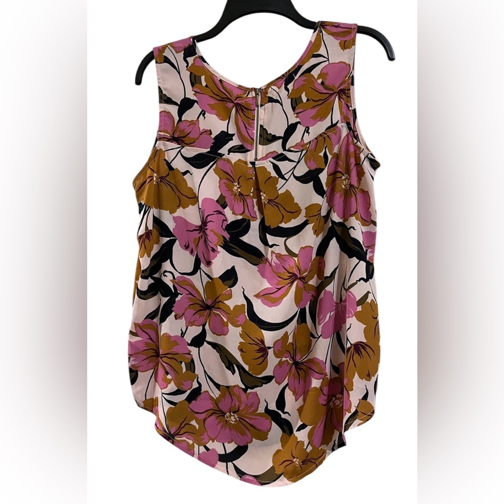 Maurices Women’s Sleeveless Blouse Top Large Pink Caramel Back Zipper Office Cas - Picture 2 of 5